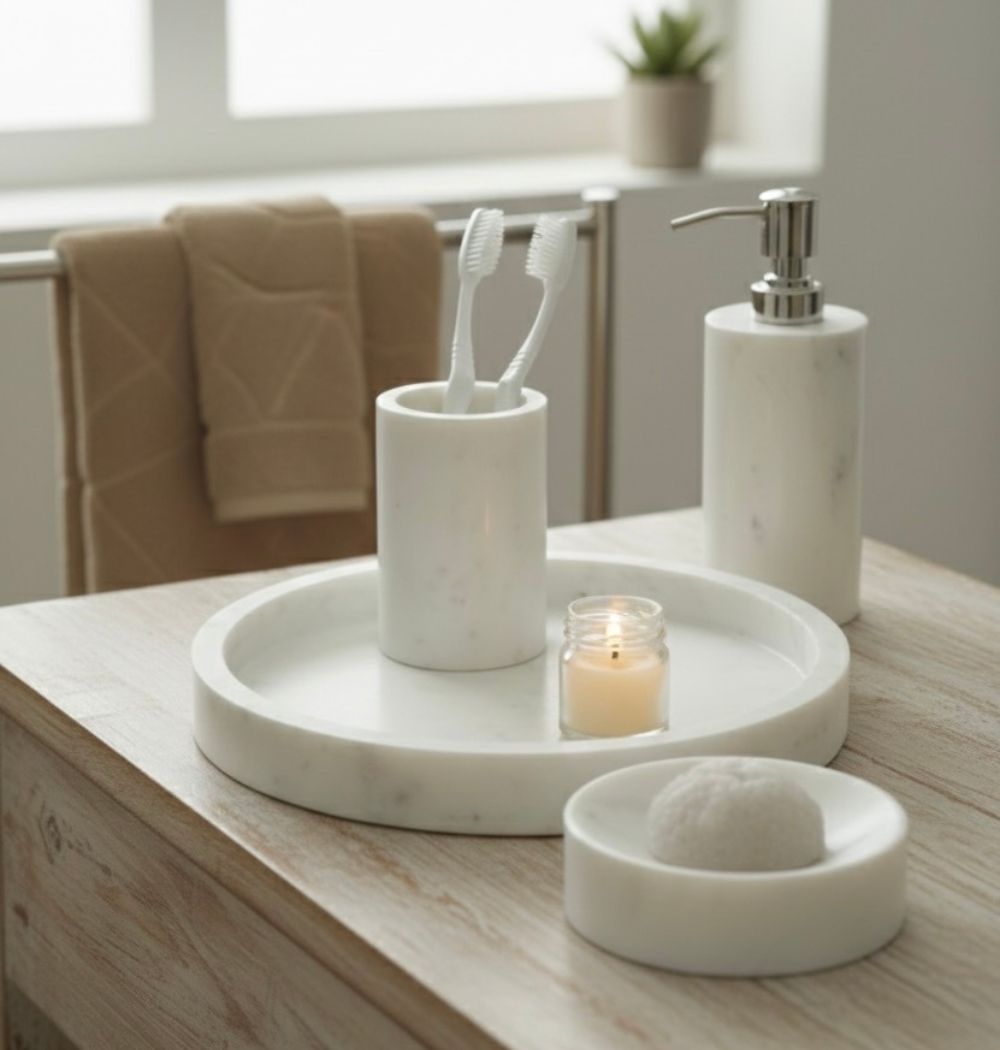 Marble Bathroom Set - White