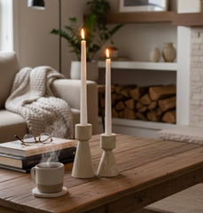 Candle Holder Travertine - Set of 2