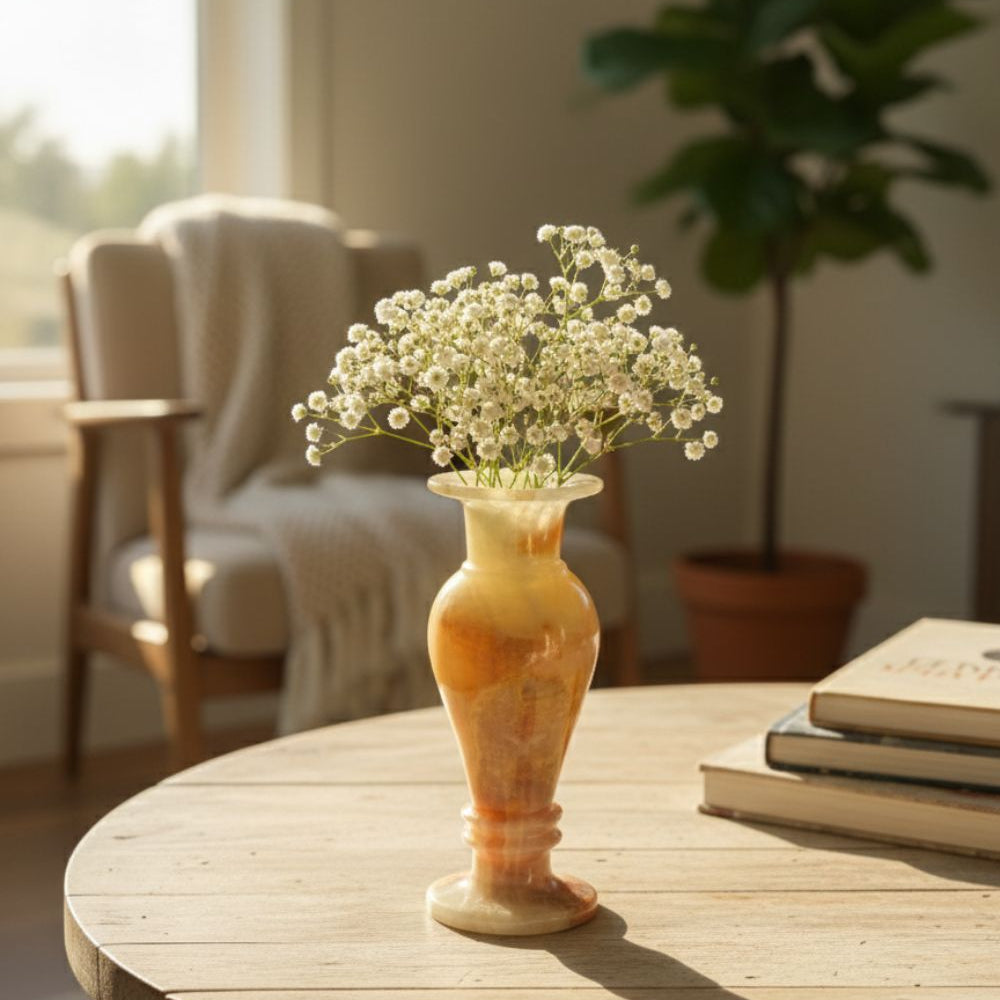 Luxury Onyx Marble Flower Vase handcrafted from natural onyx for elegant home décor