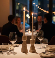 Candle Holder Travertine - Set of 2