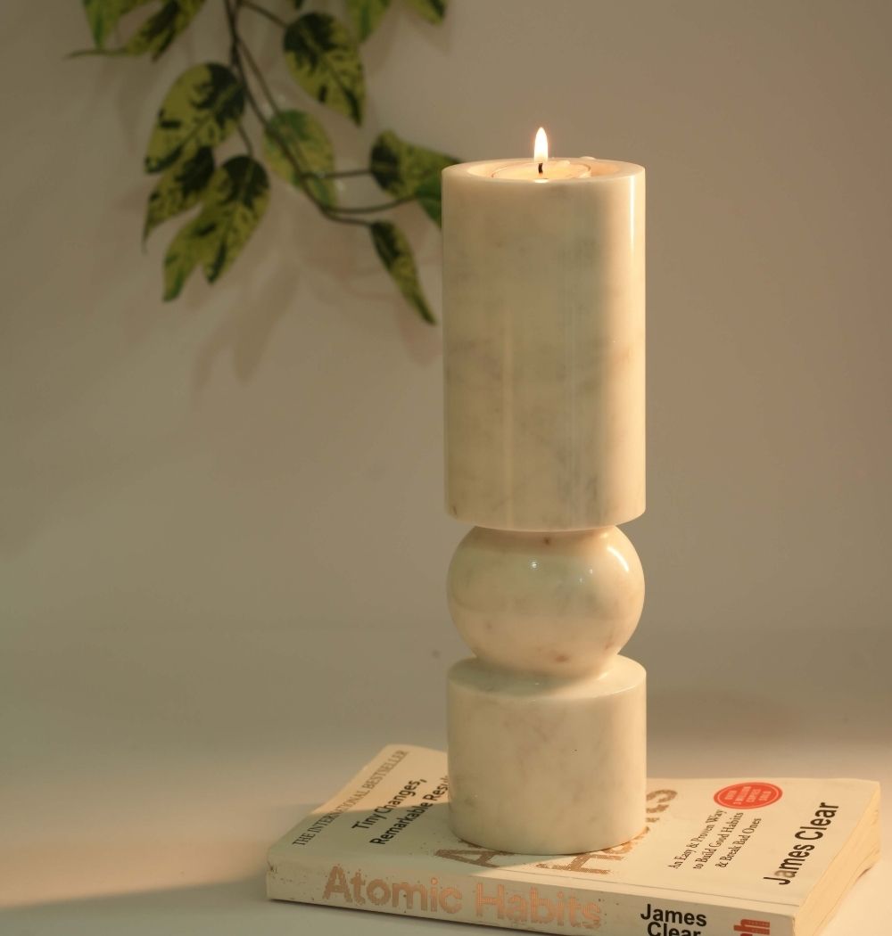 Marble Pillar  & Modern  Candle Holder