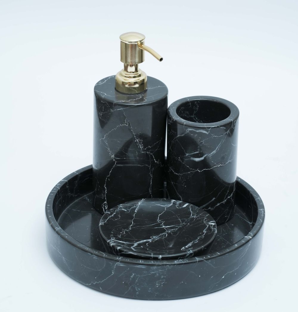 Marble Bathroom Set - Black