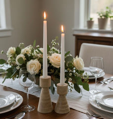 Candle Holder Travertine - Set of 2