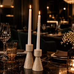 Premium Travertine Stone Candle Holder Set of 2 | Luxury Natural Stone Décor