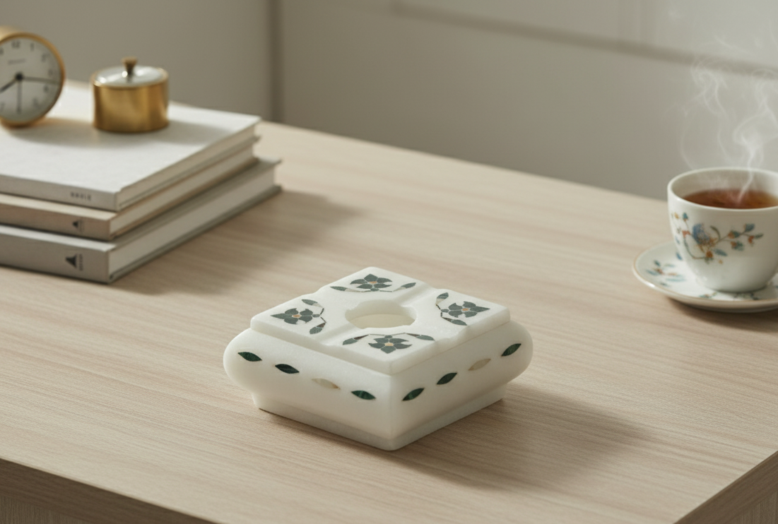 Handcrafted marble cigar ashtray for luxury home and office decor