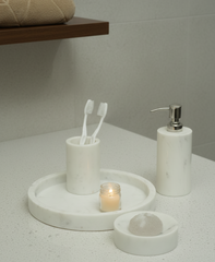 Luxury Marble Bathroom Set – White Marble Bath Accessories Set | Stone Symmetry