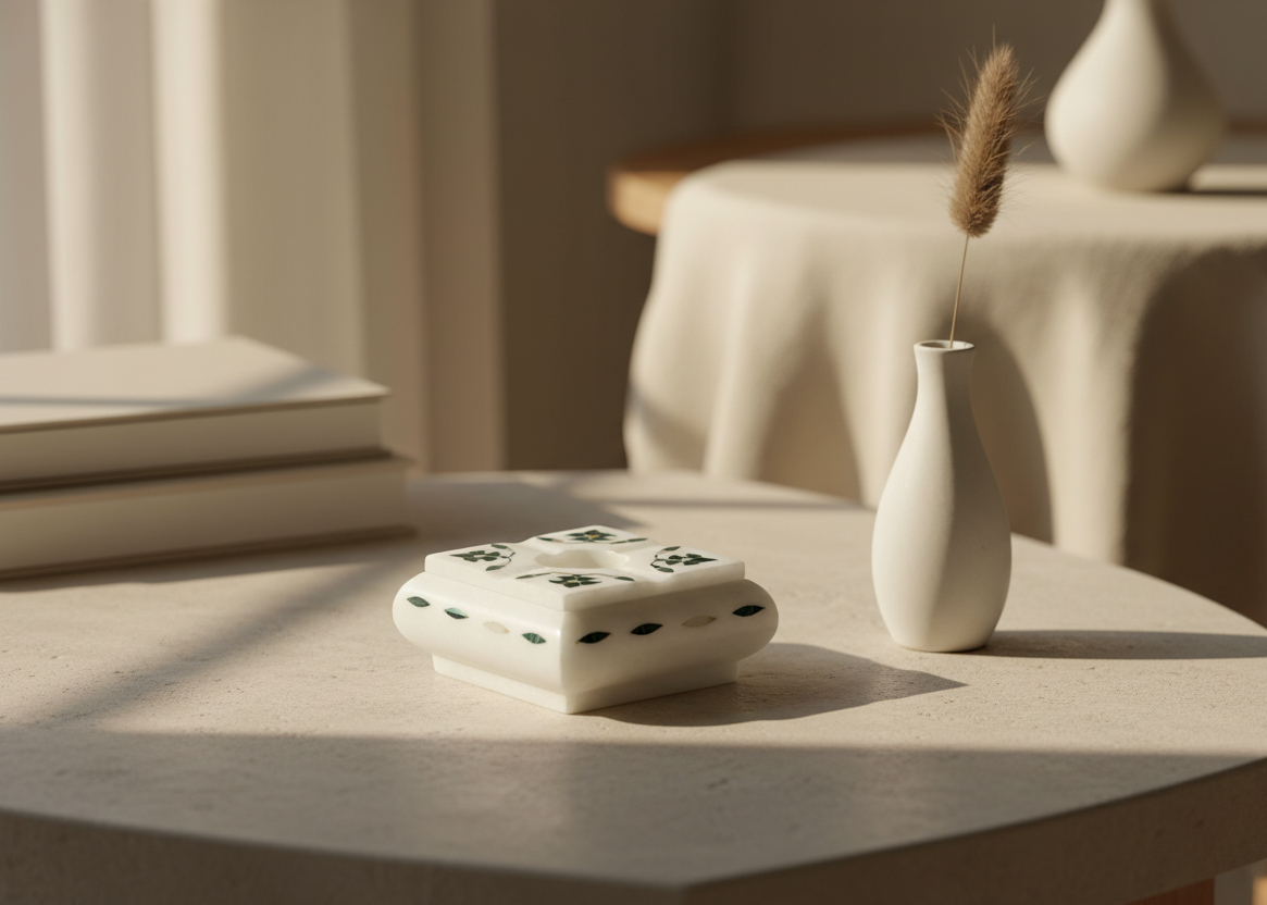 Luxury stone ashtray displayed in contemporary home interior