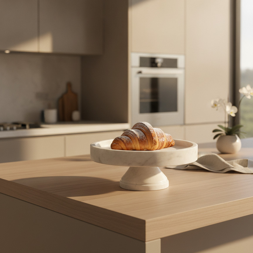 Premium White Marble Cake Stand for Contemporary Kitchen Decor