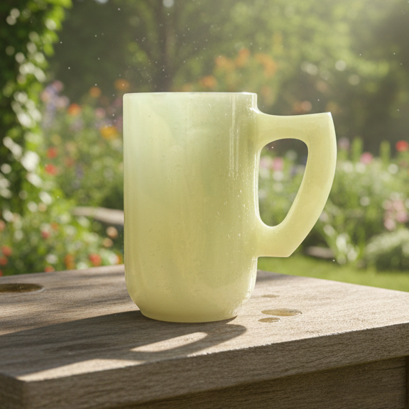 Premium handcrafted natural onyx beer mug in garden setting