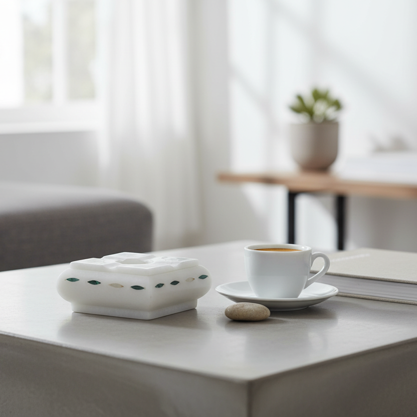 Luxury stone ashtray displayed in contemporary home interior