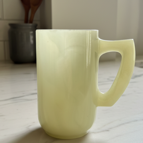 Luxury onyx beer mug on marble kitchen countertop