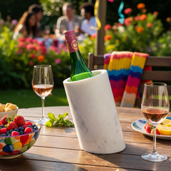 Luxury marble champagne and wine cooler for outdoor entertaining and garden parties