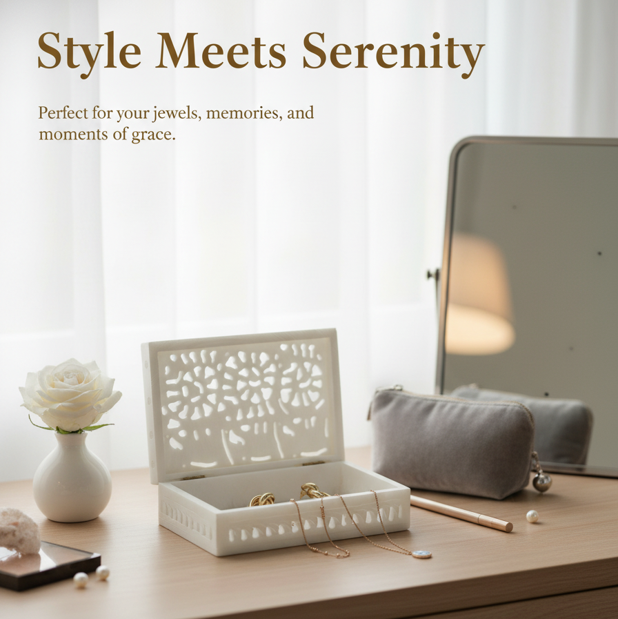 Luxury Marble Jali Jewellery Box for Stylish Jewellery Organization