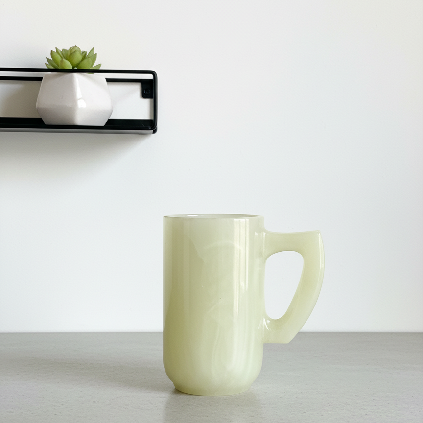 Luxury onyx beer mug on marble kitchen countertop
