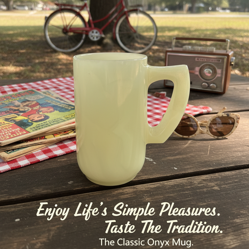 Handcrafted onyx beer mug in picnic setting