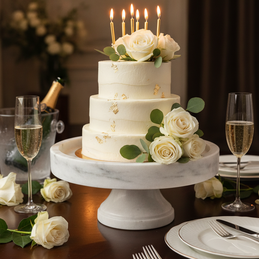 Luxury White Marble Cake Stand for Dining Table Dessert Presentation