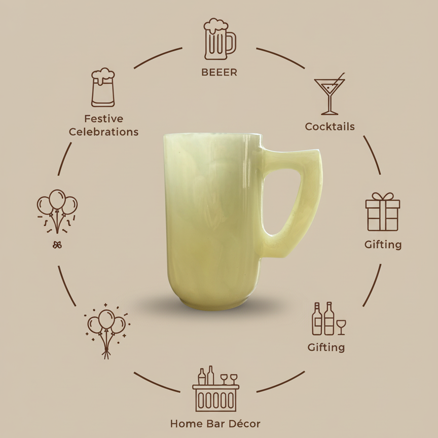 Onyx beer mug handcrafted from natural stone infographic