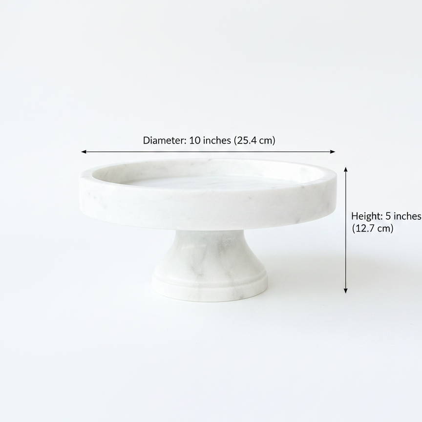 Premium White Marble Cake Stand Dimensions - 10 x 5 Inches