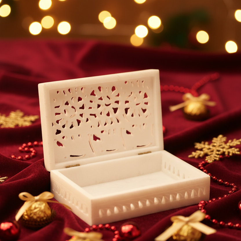 Luxury Jewellery Box with Festive Decorative Background
