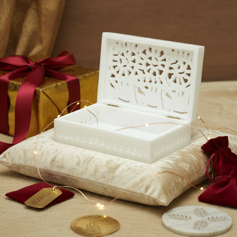 Luxury Jewellery Box with Festive Decorative Background
